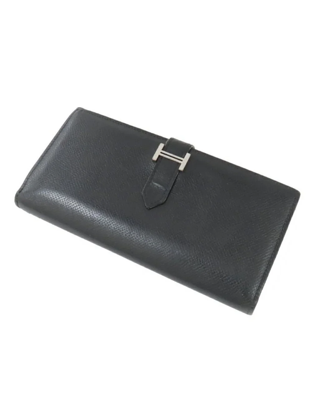 Hermes Bearn Souffle Veau Epsom Black Silver Wallet